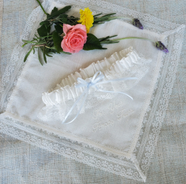 Pearl White Handkerchief and garter set